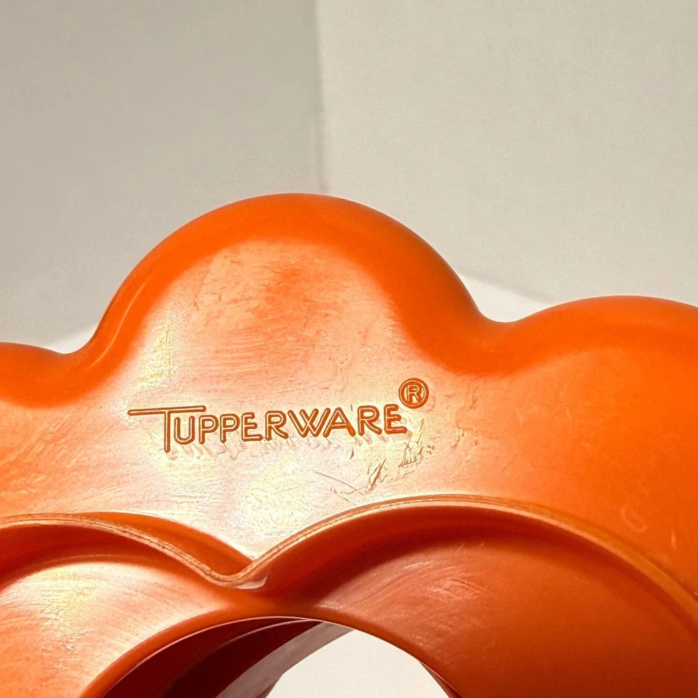 Vintage Tupperware Nesting Cookie Cutter Set 5pc Orange Heart Star Flower
